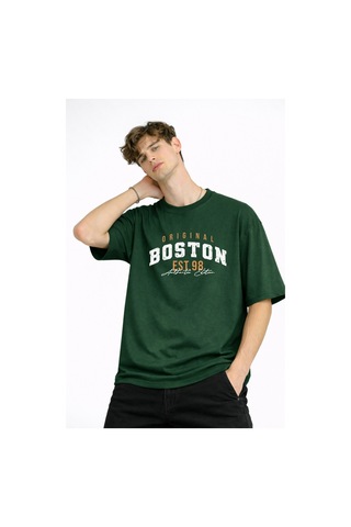 Misa Tahtakale Boston - Baskılı Oversize Tişört Hakı Çok Renkli