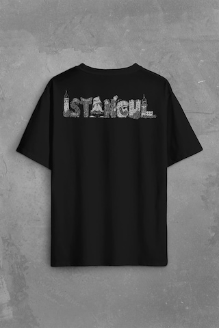 Tarihi İstanbul Silüet Tasarım Osmanlı Sırt Ön Baskılı Oversize Tişört Unisex T-shirt 001