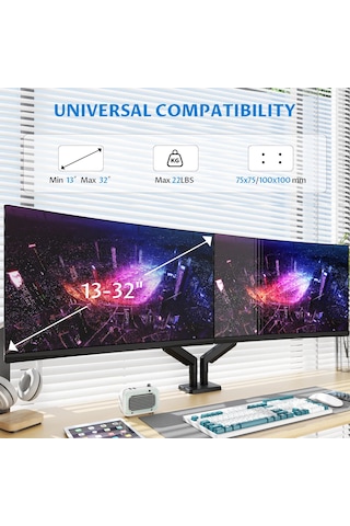 Ergoflex Ef252d Çift Kol 13-32 İnch Amortisörlü Monitör Standı