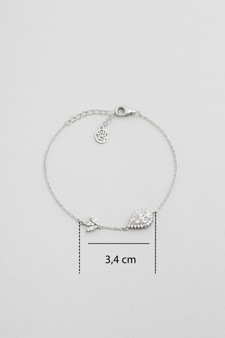 Zambak Işıltısı 18 Ayar Beyaz Altın Kaplama 19 Cm Gümüş Bileklik Rodyum