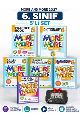 Güncel 6.sınıf 6 More&more Practıce Book Seti + Test Book Worksheets 5li Set +kronometre