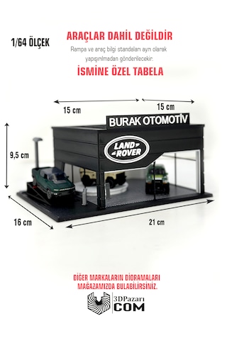1/64 Ölçekli Land Rover Diorama Tasarımlı Araç Sergileme Garajı 3d Baskı