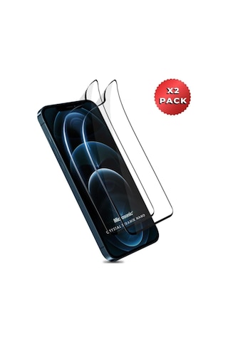 Apple iPhone Uyumlu 12 Pro Max Crystal Seramik Nano Ekran Koruyucu Siyah 2 Adet