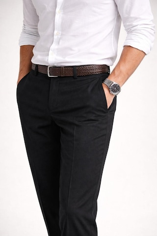 Classics Men Caserta Regular Fit Erkek Armürlü Keten Pantolon - 7635 Siyah