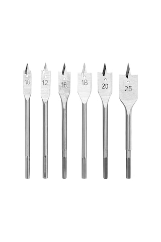 Lemestar Ahşap Delme Seti 6 Parça - 45 Karbon Çelik Uçlu, Derin Delik Açıcı, 10-25mm Boyutları, Hassas Kesim, Opp Paketli