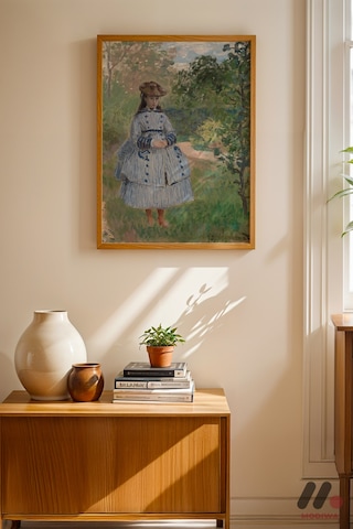 Claude Monet Bahçede Kız Çocuk, Ahşap Çerçeveli Duvar Tablosu - Sanatsever Hediyesi