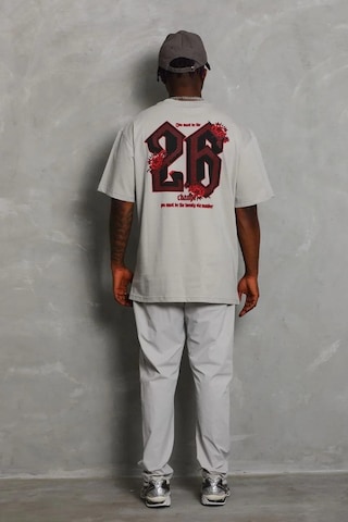 Erkek Kısa Kol Yazlık Tişört Bisiklet Yaka Baskılı Oversize T-shirt - Gri Gri