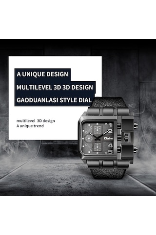 Novahub Oulm 3364 Erkek Kadran Deri Kemer Kuvars Saat Beyaz Çok Renkli, Kırmızı Model Çok Renkli