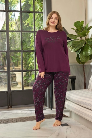 Aydoğan Kadın İnci Büyük Beden Wıld Vişneçürüğü Pijama Takım 0659 Bordo