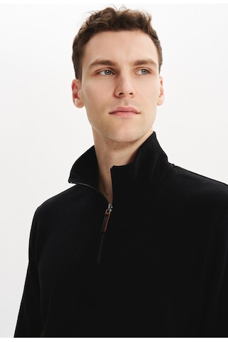 AR-MA Arma Erkek Pamuk Polyester Karışımlı Selanik Kumaş Yarım Fermuar Dik Yaka Sweatshirt Kazak K30404698002 Siyah