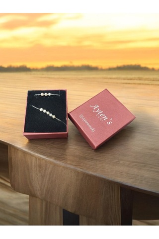 Doğal Inci Kolye Bileklik Set Gümüş