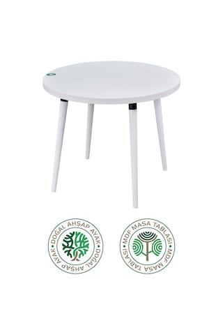 Vilinze Argos Yuvarlak Mdf Beyaz Sabit Mutfak Masası - Q90 Cm