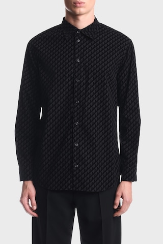 Emporio Armani Kadife Logolu Pamuklu Uzun Kollu Gömlek Erkek Gömlek Em006705 Af27982 Pc005 Siyah SİYAH