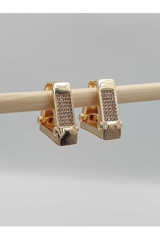 Bottega Tasarım Taşlı Casual Üçgen Küpe Gold Bottega Tasarım Taşlı Casual Üçgen Küpe Gold
