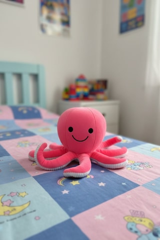 Mavi Sevimli Ahtapot Peluş Oyuncak Uyku Arkadaşı Hediyelik Pembe