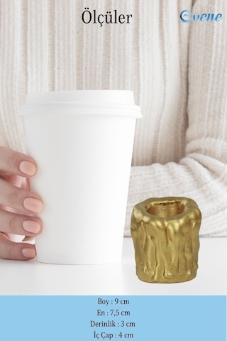 Mumluk Şamdan Tealight Mum Uyumlu Orta Erimiş Mum Model - Altın