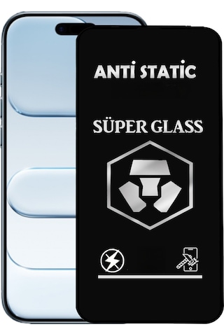 Pp Apple Uyumlu iPhone 17 Anti Static Toz Tutmayan Çerçeveli Temperli Ekran Koruyucu Cam