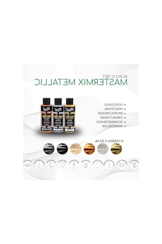 60 Cc Akrilik Boya Seti, 6 Farklı Metalik Renk İle Sanatsal Çizimler