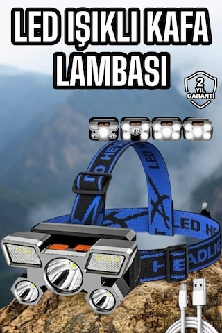 Balıkçı Kafa Lambası Led Işık 4 Farklı Mod Esnek Ayarlanabilir