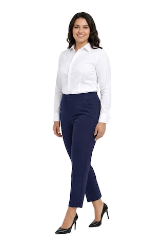 Kübra Kadın Kumaş Bilek Pantolon Bel Yarım Lastikli Bgl-st05389 Lacivert