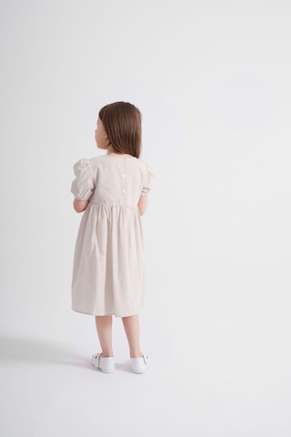 Oliventhekid Kolları Ve Beli Lastikli Kız Çocuk Elbise Ekru Ekru