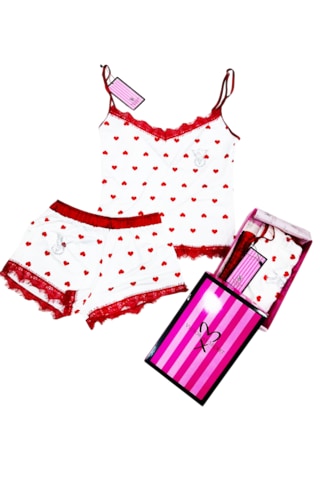 Victoria's Secret Bayan Yazlık Şortlu 2"li Pijama Takımı Beyaz