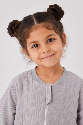 Babyhola Çocuk Uyku Tulumu 1-8 Yaş Unisex Uzun Kollu 1 Tog %100 Pamuk Müslin 2706 Gri