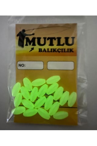Mutlu Balıkçılık Fosforlu Elips Boncuk 20'li Paket 6 x 12 MM