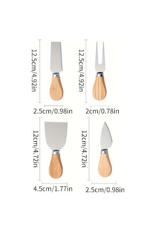 Bambu Saplı 4 Lü Çelik Peynir Sunum Servis Bıçak Seti Mıt1297 Ahşap