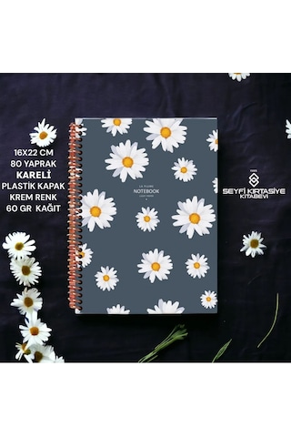 Kareli 16x22 Cm 80 Yaprak Plastik Kapak Telli Defter Krem Renk 60 Gr Hafif Kağıt 4