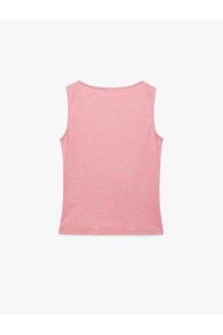 Koton Pamuklu Slim Fit Kolsuz Kayık Yaka Bluz Pembe 6sak10029ek Gül