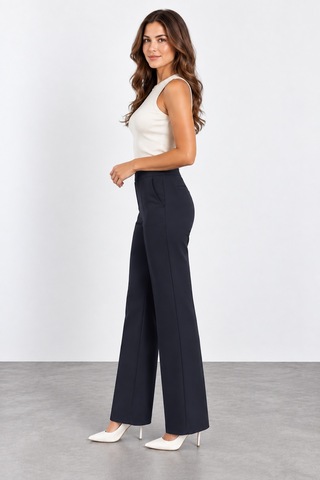 Bihan Store Kadın Beli Lastikli İspanyol Paça Pantolon W27-1592 - Siyah