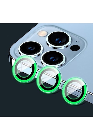 Binano Iphone 13 Pro/13 Pro Max Fosforlu Koyu Yeşil Kamera Koruyu
