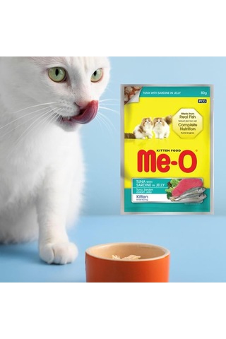 Meo Kitten Jöle İçerisinde Ton Balık Ve Sardalyalı Yavru Kedi Konservesi 80 Gr
