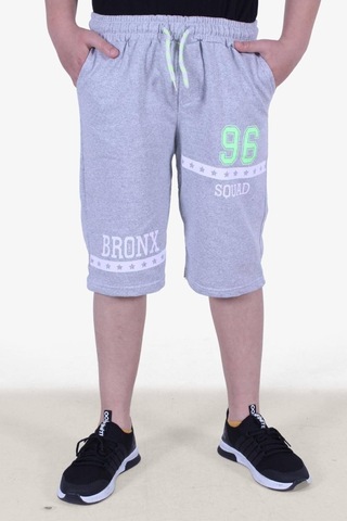 Fyk Kids Fosfor Renk Detaylı 96-bronx Yazı Baskılı Erkek Çocuk Çift Cep Gri Kapri Gri