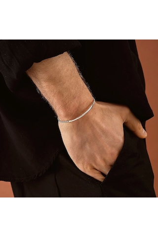925 Ayar Gümüş Kişiselleştirilebilir Sarmal Unısex Kelepçe Bileklik Gümüş