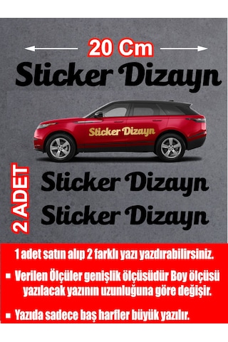 Kişiye Özel Yazı - 2 Adet Isim Soyisim Yazı - Araba - Oto - Araç -motosiklet - Karavan Sticker Etiket 02515 20 Cm