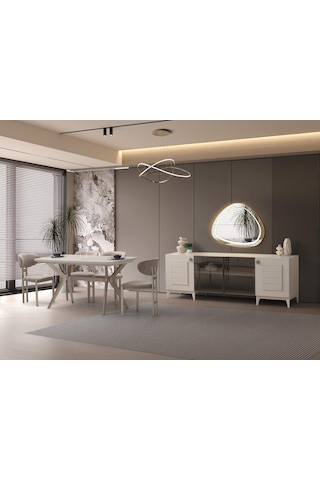 Sude Modern Dolaplı Çekmeceli Aynasız Konsol 200 50 78 Vizon