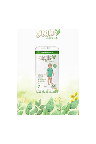 Giggles Natural Jumbo 7 Numara Pamuklu Bebek Bezi 52 Adet 7 Numara