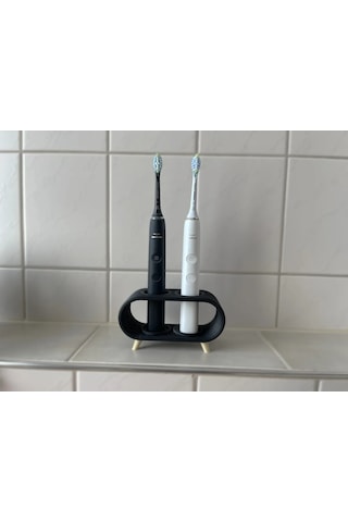 Bşkvirgo 3d Baskı Elektrikli Diş Fırçası Standı Çift Diş Fırçalık Ayaklı Modern Banyo Diş Fırçası Tutucu Siyah Bsk2026