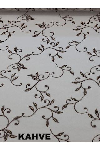 Asyhome Kahve-Krem Sarmaşık Desen Çift Mek. Tül Stor Zebra Perde