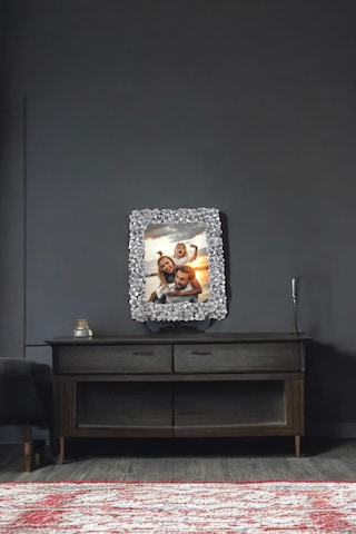 Yonca Desenli Polyester Fotoğraf Çerçevesi - Gümüş