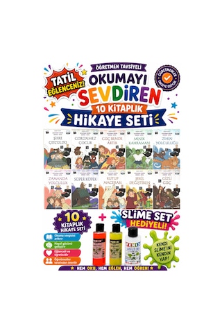 4.sınıf Öğretmen Tavsiyeli Okumayı Sevdiren 64 Sayfa 10 Kitaplık Hikaye Seti-2 Slime Set Hediyeli