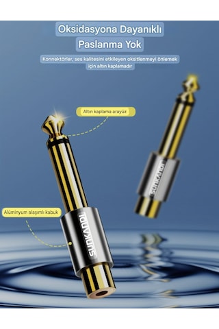 Sunkandı Rca To 6.5mm Rca 1/4 İnç Ses Adaptörü,hifi Ses Teknolojisi Ce Lisanslı 6.35mm Mono Fiş Erkek - Rca Dişi Konnektörler Gitar, Amplifikatörler, Hoparlörler İçin 1 Adet