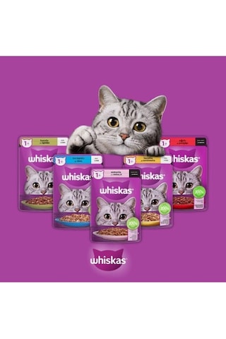Whiskas Sığır 5 Adet Tavuk 5 Adet Somon 5 Adet Ton Balıklı 5 Adet Kuzulu 4 Adet Karışık Yaş Kedi Ma