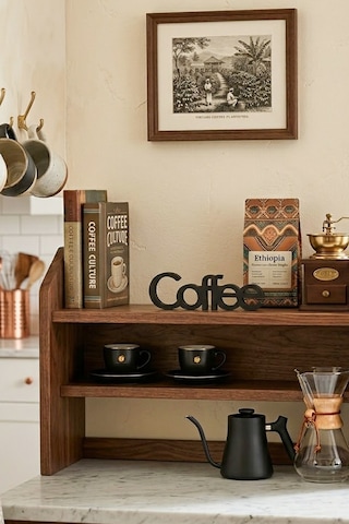 Dekoratif Mat Siyah Coffee Yazısı - Kahve Köşesi Aksesuarı 18 Cm