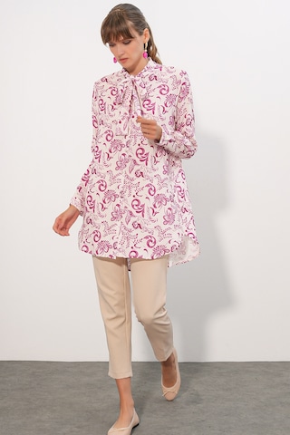 Bigdart Kadın Desenli Uzun Tunik 5998 - Pembe