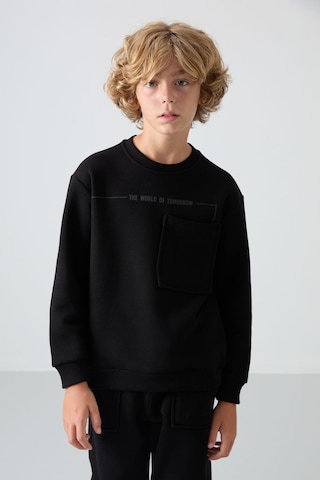 Tommy Life Siyah Pamuklu Kalın İçi Tüylü Yumuşak Dokulu Standart Fit Baskılı Erkek Çocuk Eşofman Takım - 11257 Siyah