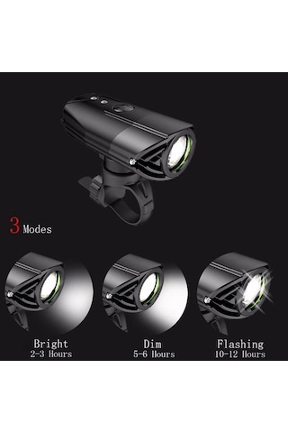 Schulzz 1200 Mah R3-T6 3 Mod Su Geçirmez Bisiklet Farı Siyah