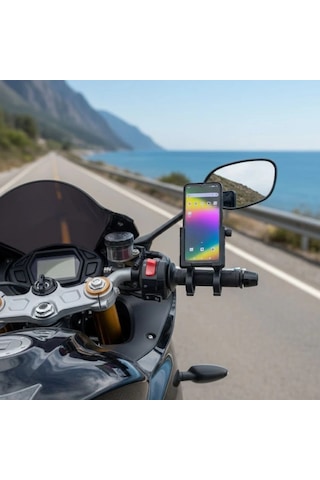 Evrensel Motosiklet Telefon Tutucu Kaymaz, Kilitlenebilir Güvenli Tutuşlu, 360 Ayarlanabilir Gido
